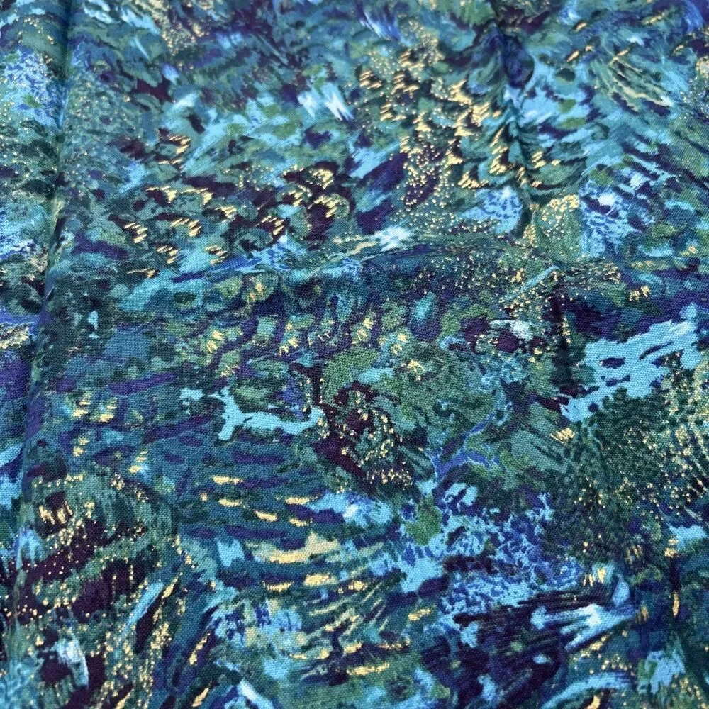 Shades Of Blue Quilting Cotton Fabric Sewing Textile Art Lot 11 Pc